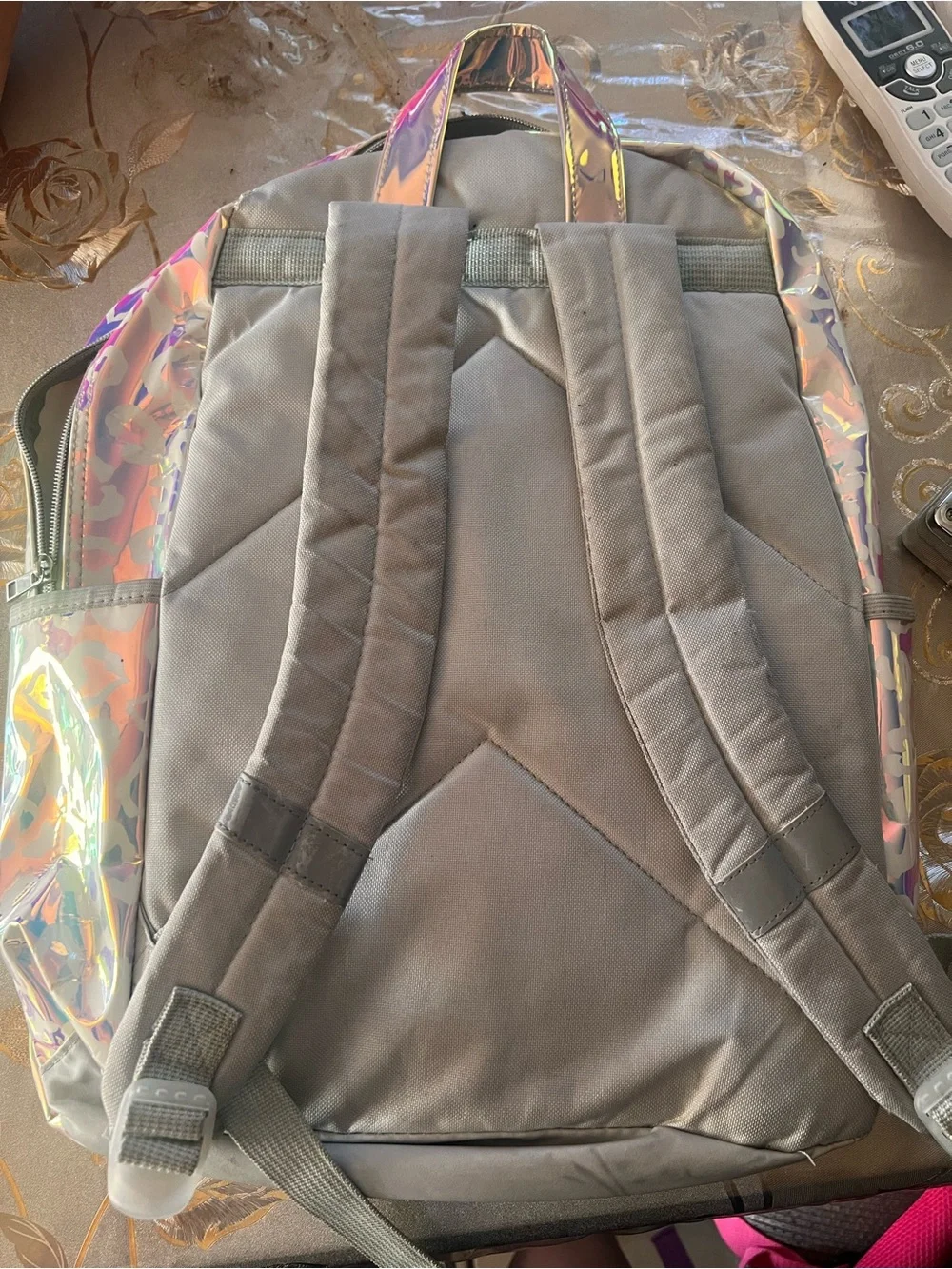 Holographic Leopard Print Backpack - Iridescent Pink